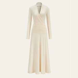 NWT Commense Pleated Fishtail Long Dress - Apricot LARGE